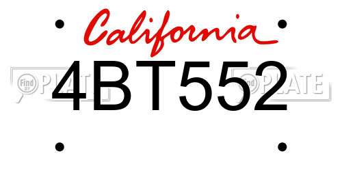 4BT552 California License Plate