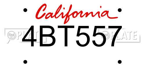 4BT557 California License Plate