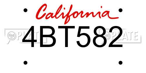 4BT582 California License Plate