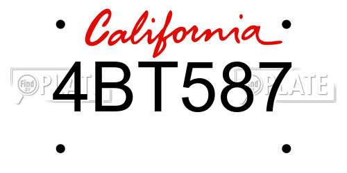 4BT587 California License Plate