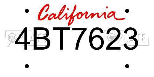 4BT7623 California License Plate