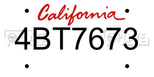 4BT7673 California License Plate