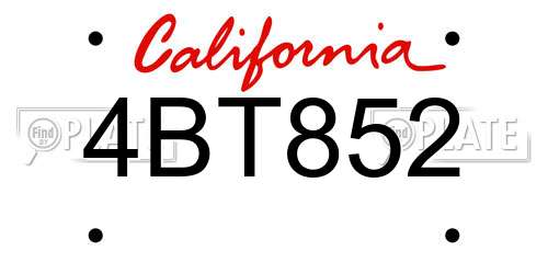 4BT852 California License Plate
