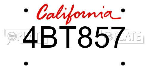 4BT857 California License Plate