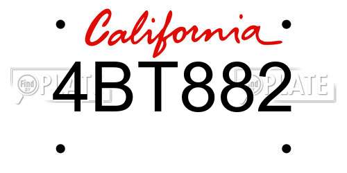 4BT882 California License Plate