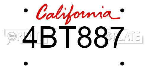 4BT887 California License Plate