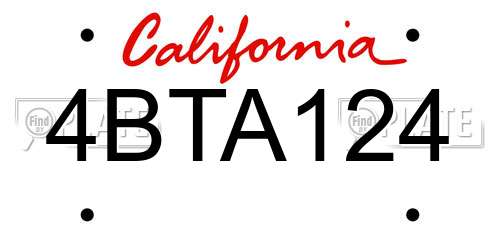 4BTA124 California License Plate