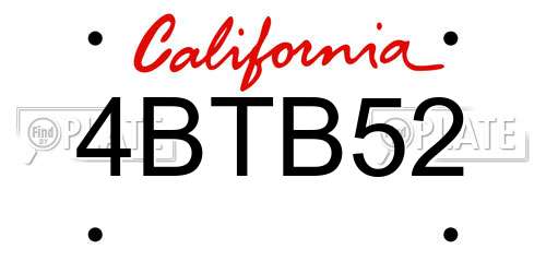 4BTB52 California License Plate