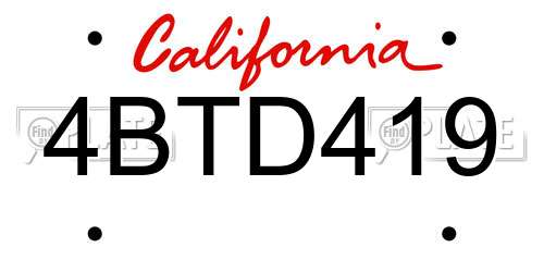 4BTD419 California License Plate