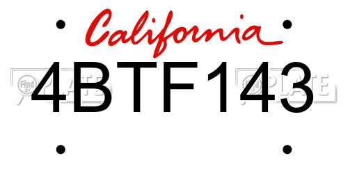 4BTF143 California License Plate