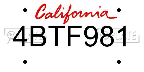 4BTF981 California License Plate