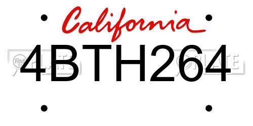 4BTH264 California License Plate
