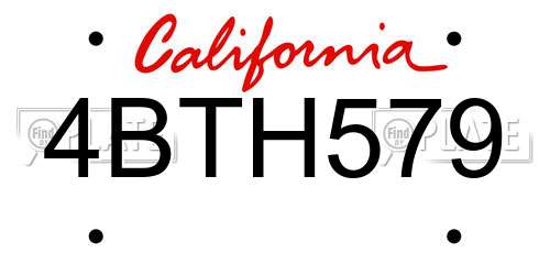 4BTH579 California License Plate