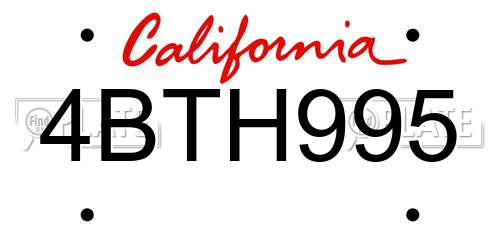 4BTH995 California License Plate