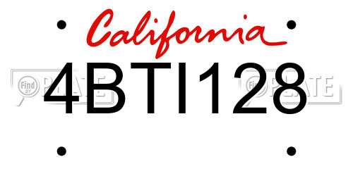 4BTI128 California License Plate