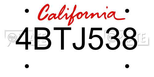 4BTJ538 California License Plate