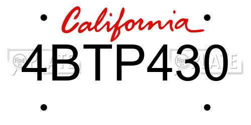 4BTP430 California License Plate