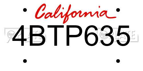 4BTP635 California License Plate