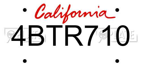 4BTR710 California License Plate
