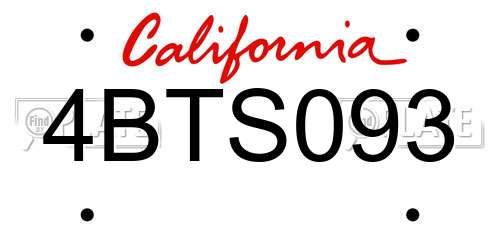4BTS093 California License Plate