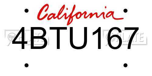 4BTU167 California License Plate