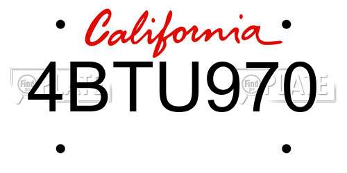 4BTU970 California License Plate