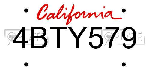 4BTY579 California License Plate