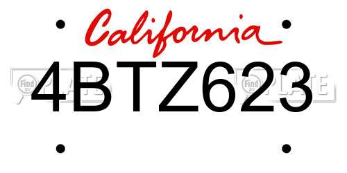 4BTZ623 California License Plate
