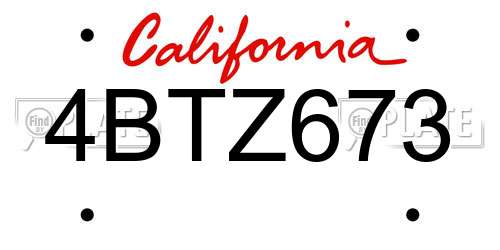 4BTZ673 California License Plate