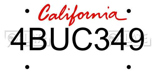 4BUC349 California License Plate