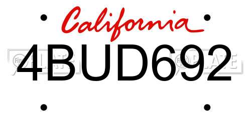 4BUD692 California License Plate