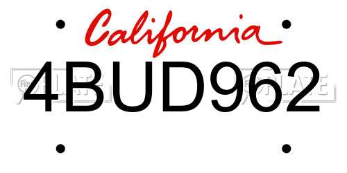 4BUD962 California License Plate