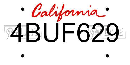 4BUF629 California License Plate