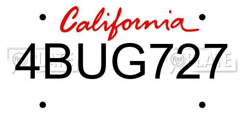4BUG727 California License Plate