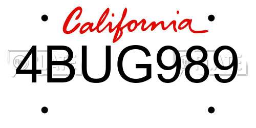 4BUG989 California License Plate