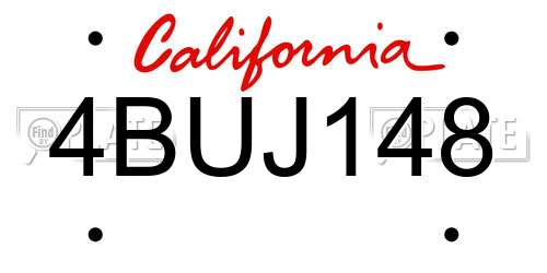 4BUJ148 California License Plate