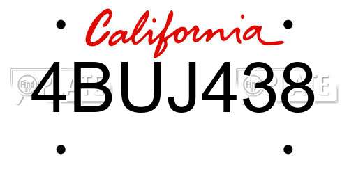 4BUJ438 California License Plate