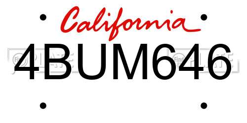 4BUM646 California License Plate