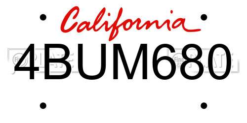 4BUM680 California License Plate