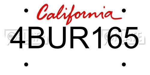 4BUR165 California License Plate