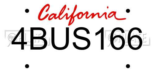 4BUS166 California License Plate