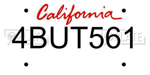 4BUT561 California License Plate