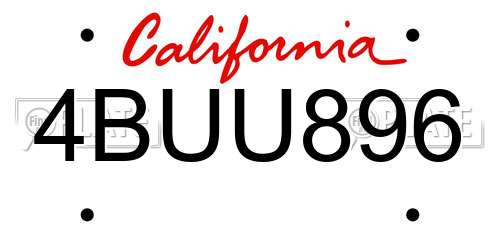 4BUU896 California License Plate