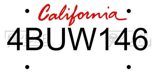 4BUW146 California License Plate