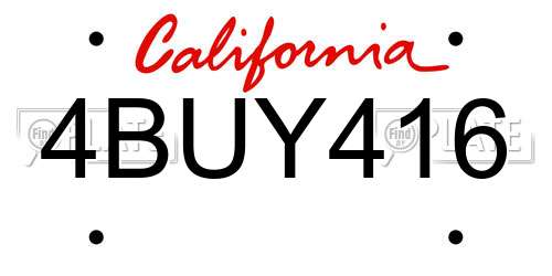4BUY416 California License Plate