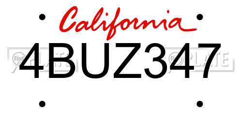 4BUZ347 California License Plate