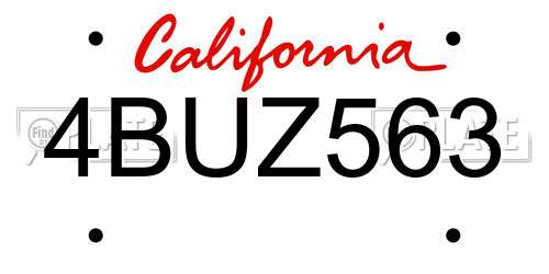 4BUZ563 California License Plate
