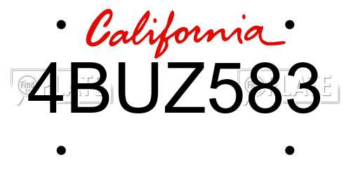 4BUZ583 California License Plate