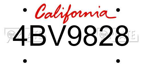 4BV9828 California License Plate