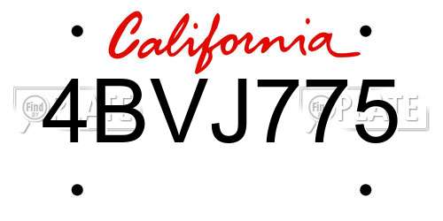 4BVJ775 California License Plate